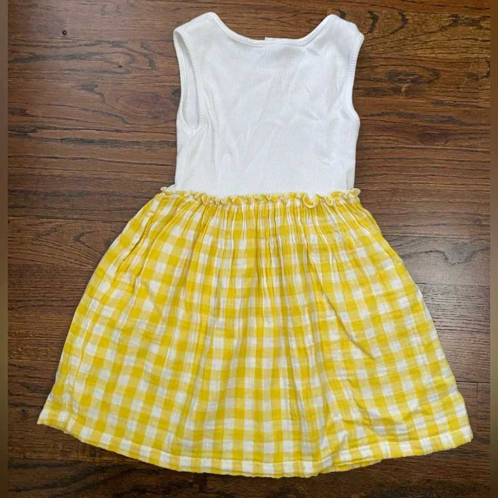 Baby GAP- 100% cotton toddler Girls 4yrs White Yellow Gingham Skirt Dress PLAY